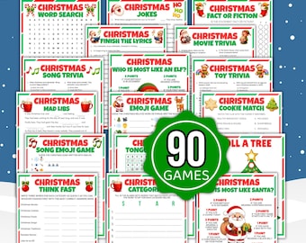 Christmas Games Bundle, Christmas Printable Games for Kids, Holiday Games Bundle, Adult & Kids Christmas Games, Fun Office Christmas Games