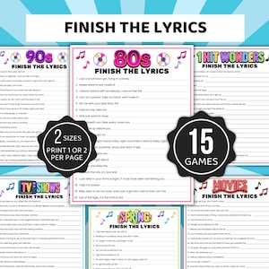 Finish the Lyrics Trivia Games, Music Trivia Games, Senior Finish the Lyrics, Pub Trivia Games, Song Trivia, Song Lyric Games, Music Games