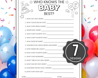 Who Knows The Baby Best, Boys First Birthday Games, Girls First Birthday Games, First Birthday Trivia Games, Who Knows The 1 Year Old Best