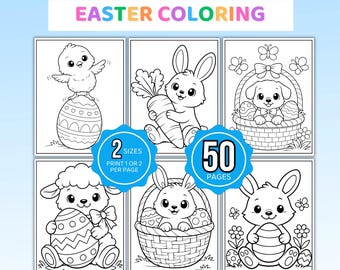Easter Coloring Pages, Easter Coloring Book, Easter Coloring Sheets, Easter Coloring Cards, Kids Easter Activity, Easter Bunny Coloring
