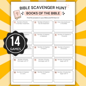 Bible Scavenger Hunt Bundle Printable, 14 Bible Games for Kids & Adults, Christian Activity Pack, Sunday School Games, Bible Study Printable