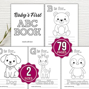 Libro para colorear del abecedario para baby shower, actividad para baby shower con el abecedario, libro para colorear del abecedario para baby shower, paquete de juegos para baby shower, actividades para bebés