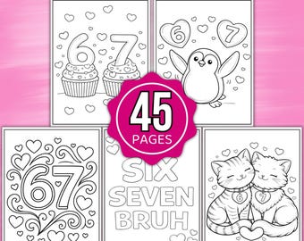 6 7 Valentines Coloring Pages, Printable Valentines Coloring Pages, Six Seven Viral Meme 6 7 Coloring Pages, 6 7 Coloring Sheets, Viral 6/7