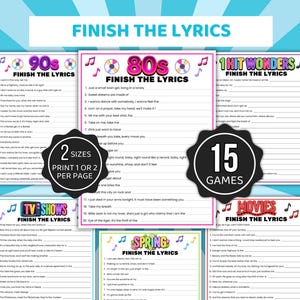 Finish the Lyrics Trivia Games, Music Trivia Games, Senior Finish the Lyrics, Pub Trivia Games, Song Trivia, Song Lyric Games, Music Games