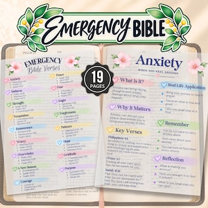 Emergency Bible Verses Vellum Inserts, Printed Bible Study Cards, Christian Encouragement, Scripture Reference, KJV Vellum Bible Inserts