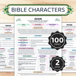 100 Bible Characters Study Sheets, Old & New Testament Character Profiles, Printable Bible Study Guide, Bible Character Overview, Characters