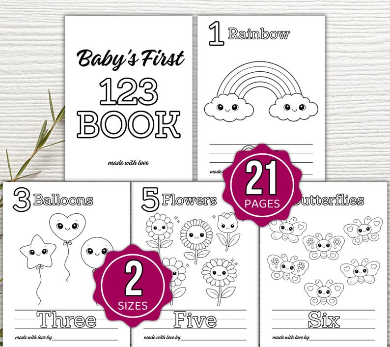 123 Coloring Book Baby Shower Game, 123 Book Baby Shower Activity, 123 Baby Shower Coloring Book, Baby Shower Game Bundle, Baby Activities