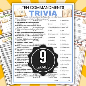 Ten Commandments Games,  Bible Games, Ten Commandments Game Bundle, Ten Commandments Game for Kids, Moses Sunday School Games, Kids Bible