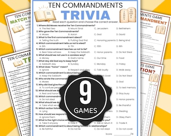 Ten Commandments Games,  Bible Games, Ten Commandments Game Bundle, Ten Commandments Game for Kids, Moses Sunday School Games, Kids Bible