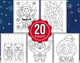 6 7 Christmas Coloring Pages, Printable Santa Coloring Pages, Six Seven Viral Meme 6 7 Coloring Pages, 6 7 Coloring Sheets, Viral 6/7 Trend