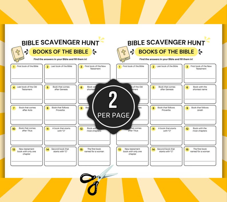 Bible Scavenger Hunt Bundle Printable, 14 Bible Games for Kids & Adults, Christian Activity Pack, Sunday School Games, Bible Study Printable