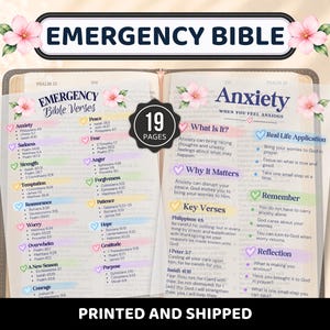 Emergency Bible Verses Vellum Inserts, Printed Bible Study Cards, Christian Encouragement, Scripture Reference, KJV Vellum Bible Inserts