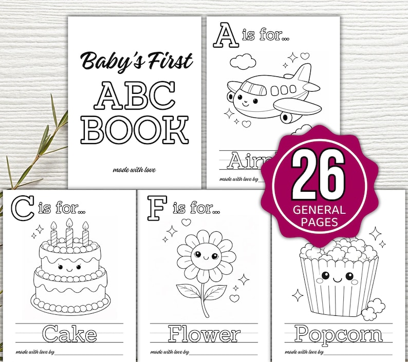 ABC Coloring Book Baby Shower Game, ABC Book Baby Shower Activity, ABC Baby Shower Coloring Book, Baby Shower Game Bundle, Baby Activities