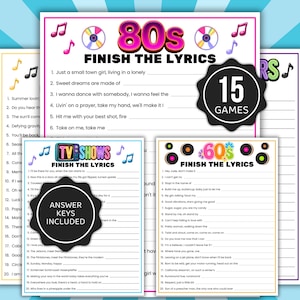 Finish the Lyrics Trivia Games, Music Trivia Games, Senior Finish the Lyrics, Pub Trivia Games, Song Trivia, Song Lyric Games, Music Games