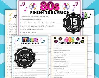 Beenden Sie die Texte Trivia Spiele, Musik Trivia Spiele, Senior Beenden Sie die Texte, Pub Trivia Spiele, Song Trivia, Song Lyric Spiele, Musikspiele