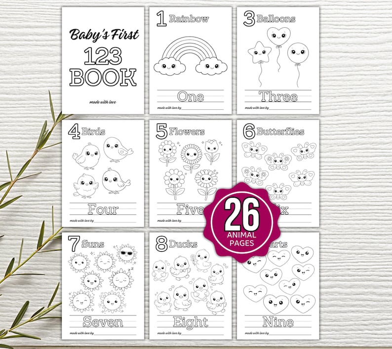 123 Coloring Book Baby Shower Game, 123 Book Baby Shower Activity, 123 Baby Shower Coloring Book, Baby Shower Game Bundle, Baby Activities