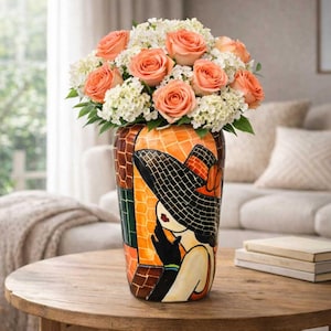 Handgemaakte keramische mozaïekvaas – Lady Design, Bat Trang Pottery