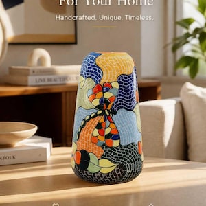 Handmade Mosaic Ceramic Vase – Dragonfly Home Decor, Bat Trang