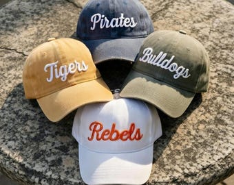 Custom Embroidered Baseball Cap, Game Day Sports Team Hat, 100% Cotton Washed Dad Hat