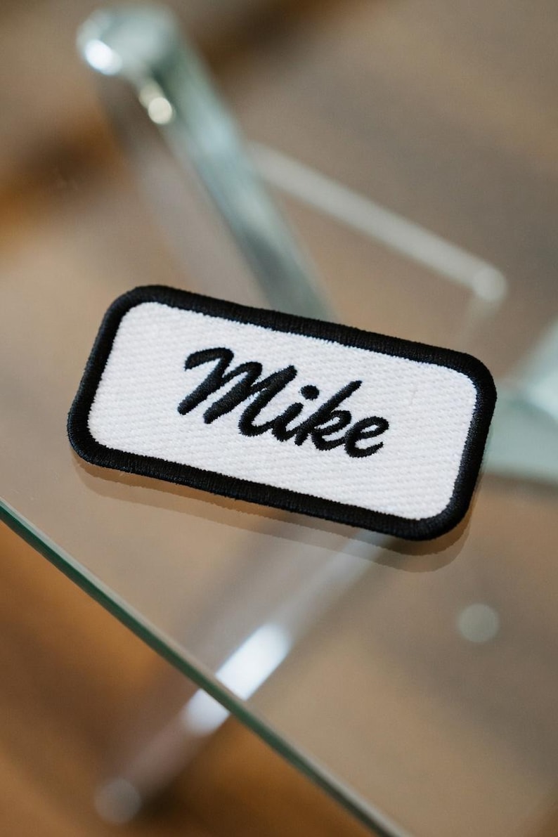 cursive name patch,custom name tag,rectangle patch,embroidered tag,iron on name,hook and loop,personalized patch,hat patch,uniform tag,custom embroidery,any color patch,diy name label,backpack tag