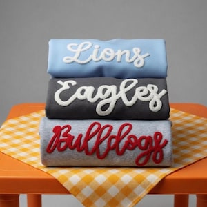 Custom Chenille Patch Sweatshirt, Embroidered Team Spirit Crewneck, Personalized Mama Varsity Letter Shirt, Custom School Name Game Day Gift