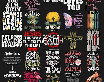 Jesus Christian PNG Bundle, Retro Christian bundle Png, Religious Png, Bible Verse Png, Jesus Silhouette Png, Digital File