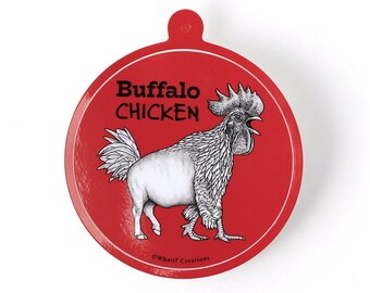 Buffalo Chicken Sticker | Buffalo + Chicken Hybrid Animal | 3" Circle Vinyl Sticker