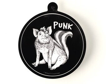 Punk Sticker | Pig + Skunk Hybrid Animal | 3" Circle Vinyl Sticker