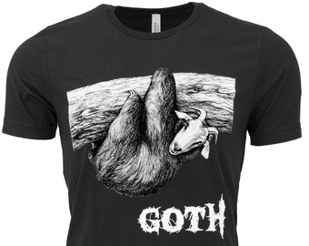 Goth T Shirt | Goat + Sloth Hybrid Animal | Black