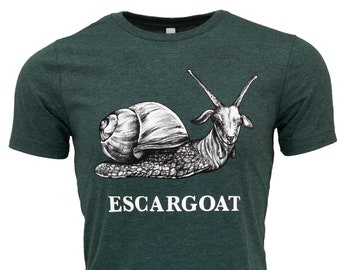 Camiseta Escargoat / Cabra + Caracol Híbrido Animal / Heather Green Unisex Camiseta