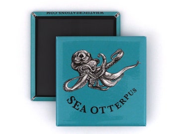 Sea Otterpus Magnet | Sea Otter + Octopus Hybrid Animal Art