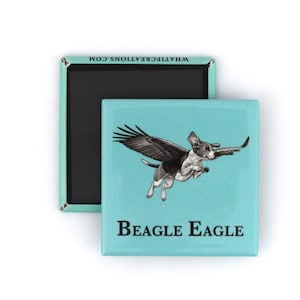 Beagle Eagle Fridge Magnet | Beagle + Eagle Hybrid Animal | 2" Square Refrigerator Magnet