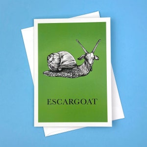 de voeux d'escargoat | Chèvre + escargot hybride animal | 5 x 7 po.