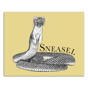 Sneasel Art Print | Snake + Weasel Hybrid Animal | Snake Hybrid Art | 8x10&quot; Art Print