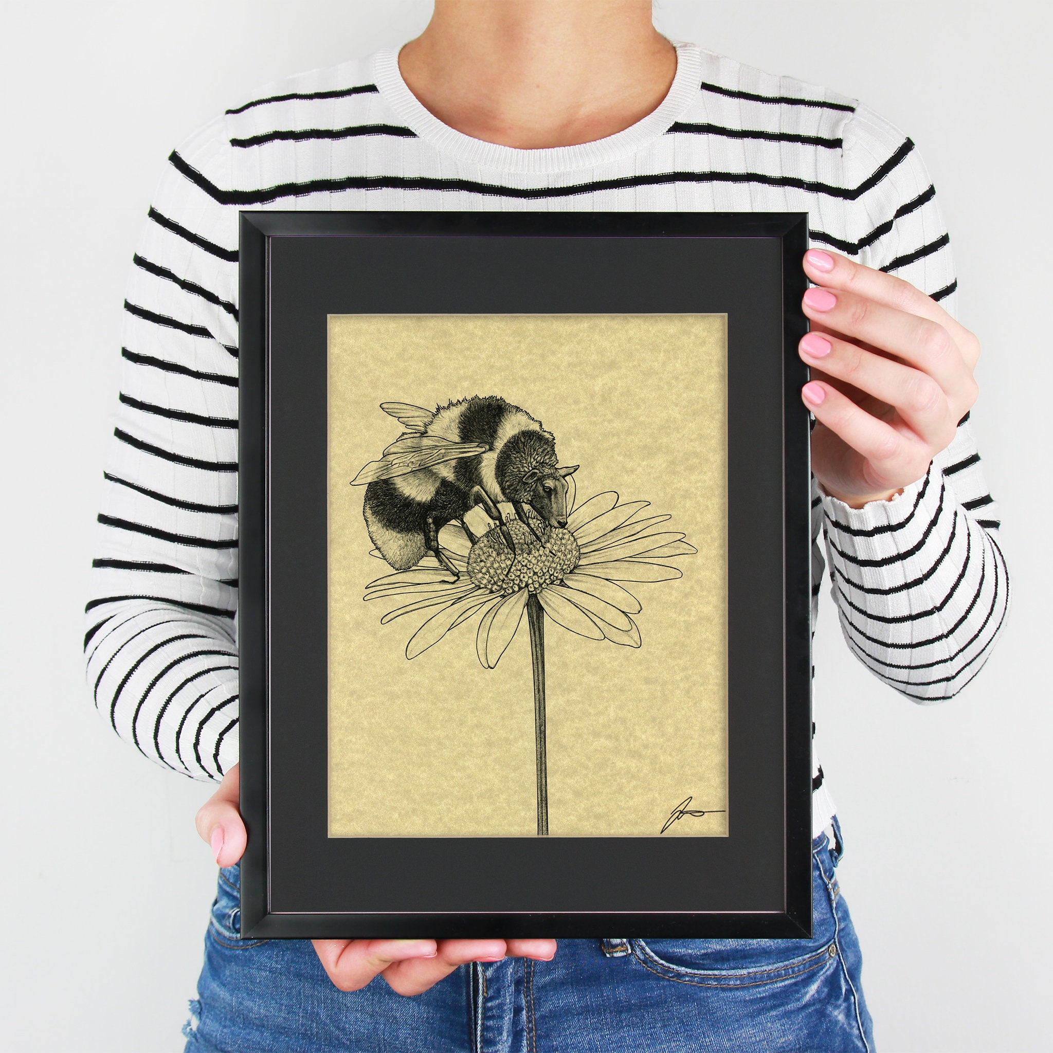 Beep Parchment Print | Bee + Sheep Hybrid Animal Art - Etsy