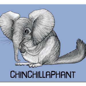 Chinchillaphant Art Print | Chinchilla + Elephant Hybrid Animal | 8x10&quot; Art Print