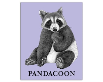 Impressão colorida de panda e guaxinim | Arte híbrida de panda e guaxinim