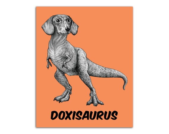 Art Print Dachshund Trex Hybrid Animal 