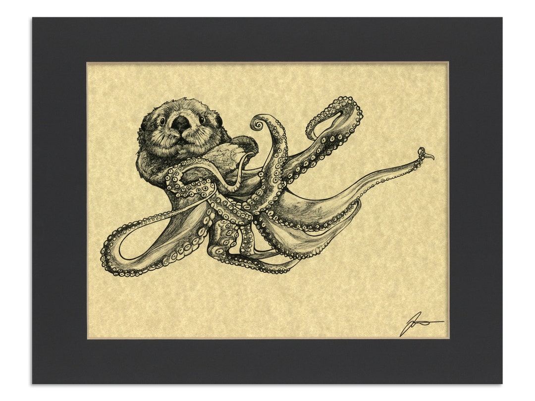 Sea Otterpus Parchment Print Sea Otter Octopus Hybrid - Etsy