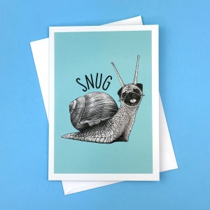 Snug Greeting Card | Snail + Pug Hybrid Animal | 5x7"