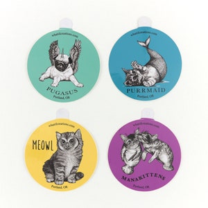 4 for 10.00 Hybrid Animal Stickers 3 Inch Vinyl Circle - Etsy
