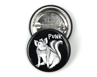 Punk Button | Pig + Skunk Hybrid Animal | 1.5" Pinback Button