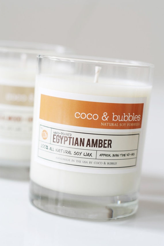 No. 126 EGYPTIAN AMBER // Natural Soy Candle // 13 oz // Etsy