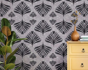 Lavender Botanical Peel & Stick Wallpaper — Modern Leaf Pattern Wall Mural for Living Room, Bedroom, Nursery or Creative Studio Accent Wall