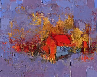 Whetherall House - Original Abstract Landscape Oil Painting on Canvas Panel - 5 x 7