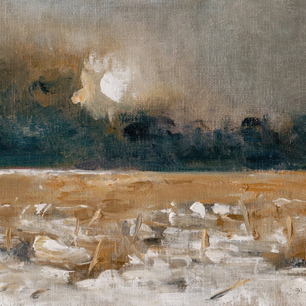 Cornfield, Dusk - Original Oil Painting Landscape Painting by Seminary Road Artists