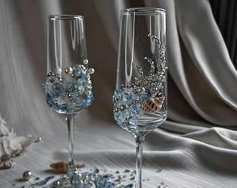 Copas de champán con forma de mariposa hechas a mano, copas para brindar por compromiso o boda, regalo único, regalo para dama de honor, personalizables con nombres.