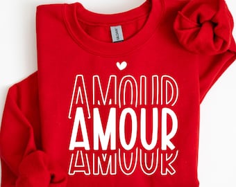 Amour Valentine Heart Sweatshirt, Valentine Gifts Sweatshirt, Preppy Valentine Gift, Valentine Day Shirt, Gift For Her
