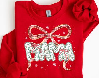 Mama Coquette FAUX! Christmas Sweatshirt, Preppy Christmas Sweatshirt, Cozy Christmas Shirt, Family Christmas, Mom Christmas Gift