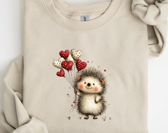 Valentine Hedgehog Heart Sweatshirt, Valentine Gifts Sweatshirt, Cute Valentine Gift, Animal Lover Sweatshirt, Gift For Her, Hedgehog Shirt